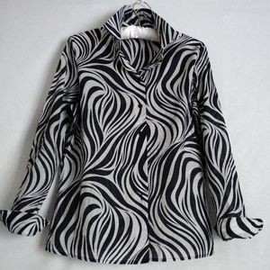 MARKS & SPENCER Zebra Print Classic Cotton Blouse Button Down USA 10 UK 14